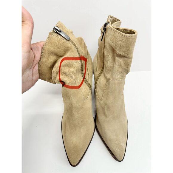 Vince Camuto Ankle Booties Size 7.5 Tan Suede Western Block Heel Boots - Picture 8 of 11